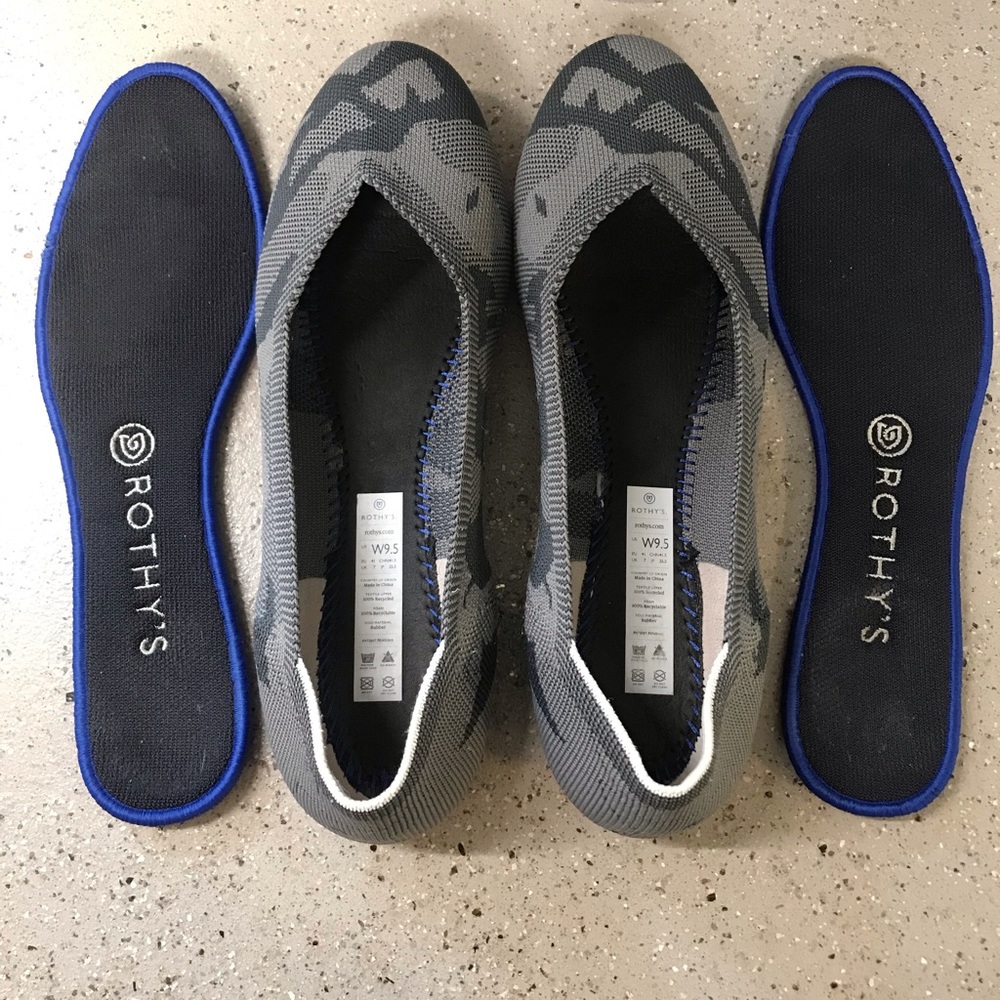 Retired- Rothy’s Grey Camo Flat- white halo